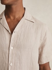 Reiss Mink Brown Beldi Cuban Collar Shirt - Image 3 of 6