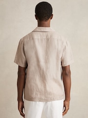 Reiss Mink Brown Beldi Cuban Collar Shirt - Image 4 of 6