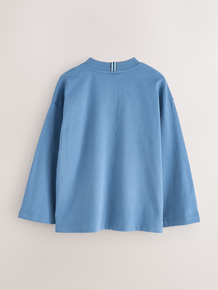 Grey/Stone/Blue - Baker by Ted Baker Cotton Long Sleeve T-Shirts 3 Pack - Slika 5 iz 5