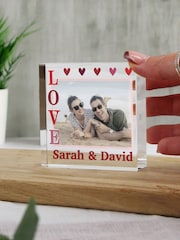 Personalised LOVE Photo Upload Small Crystal Ornament by PMC - Image 1 of 3