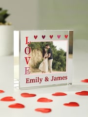 Personalised LOVE Photo Upload Small Crystal Ornament by PMC - Image 2 of 3