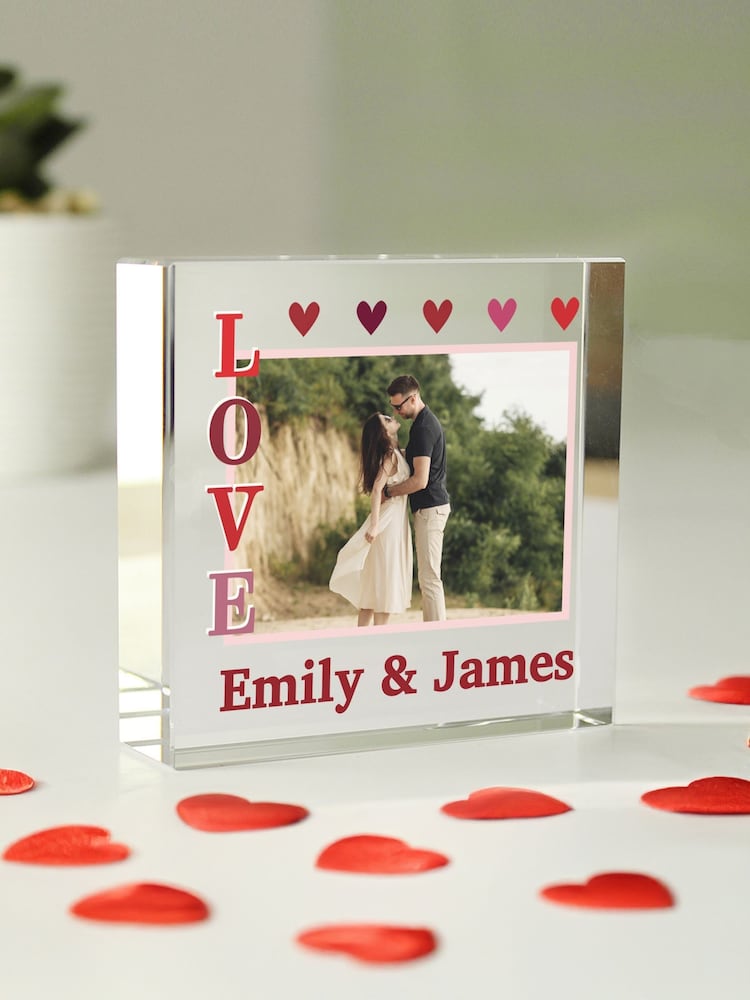 Personalised LOVE Photo Upload Small Crystal Ornament by PMC - Image 2 of 3