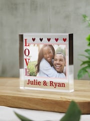 Personalised LOVE Photo Upload Small Crystal Ornament by PMC - Image 3 of 3