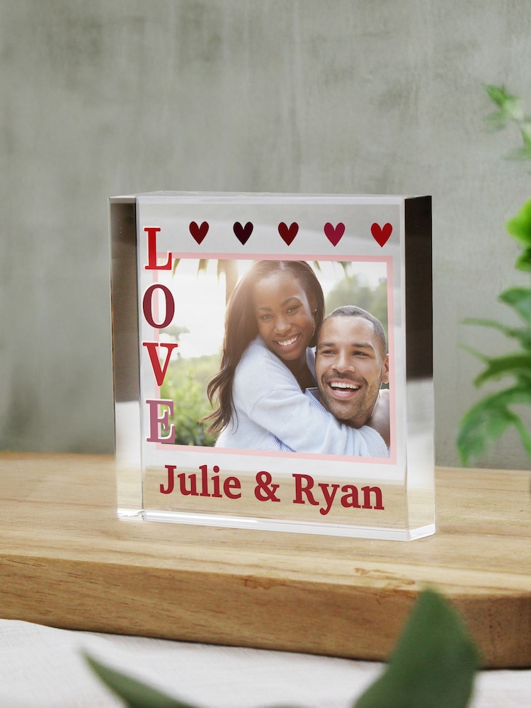 Personalised LOVE Photo Upload Small Crystal Ornament by PMC - Image 3 of 3