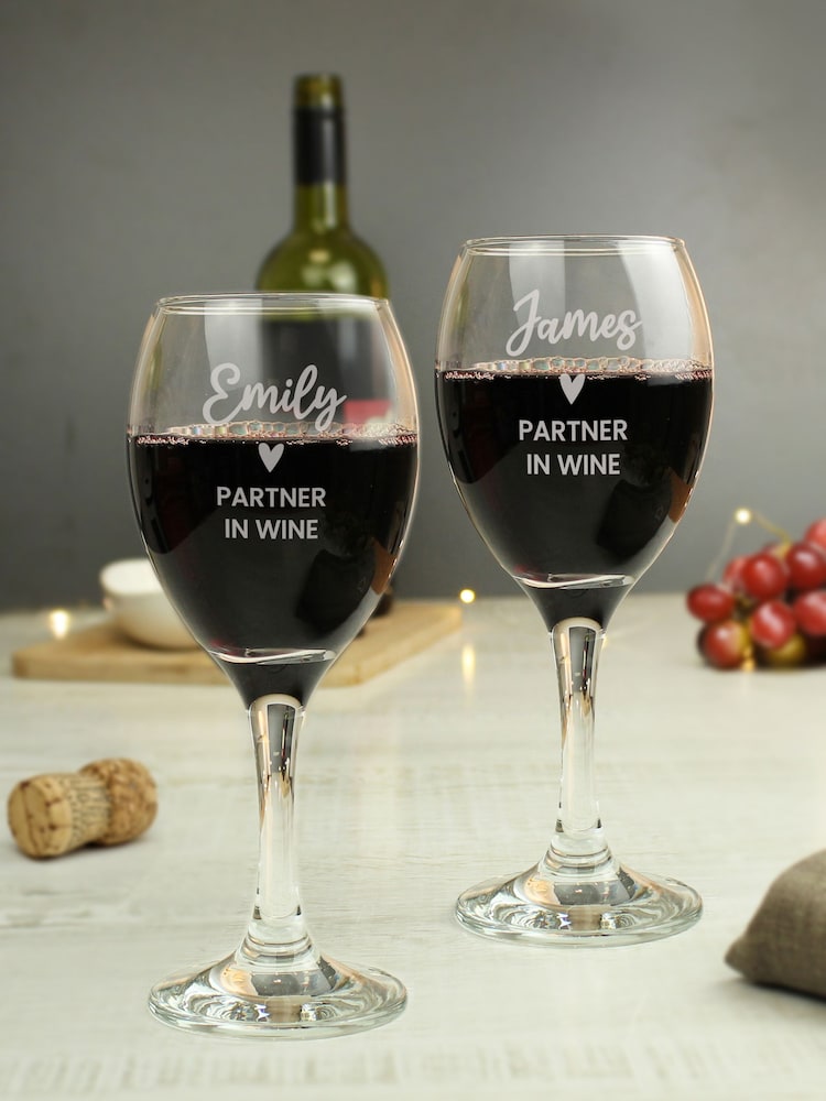 Set of 2 Personalised Wine Glasses by PMC - Image 1 of 3