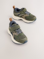 Green Khaki Touch Fastening Elastic Lace Trainers - Image 3 of 7