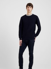 French Connection Blue Crew Neck Ribbed 100% Cotton Knit Jumper - Image 2 of 4