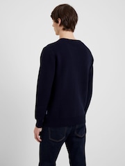French Connection Blue Crew Neck Ribbed 100% Cotton Knit Jumper - Image 3 of 4
