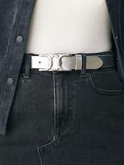 Silver Regular Statement Buckle Leather Belt - Image 3 of 7