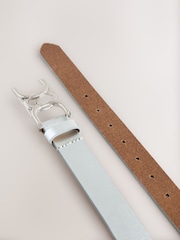 Silver Regular Statement Buckle Leather Belt - Image 6 of 7