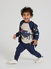 Polarn O. Pyret Blue Organic Cotton Blend Car Print Top - Image 1 of 5