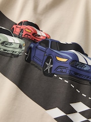 Polarn O. Pyret Blue Organic Cotton Blend Car Print Top - Image 4 of 5
