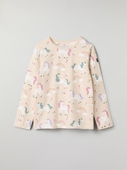 Polarn O Pyret Cream Organic Cotton Floral Print Top - Image 1 of 4
