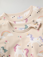 Polarn O Pyret Cream Organic Cotton Floral Print Top - Image 2 of 4