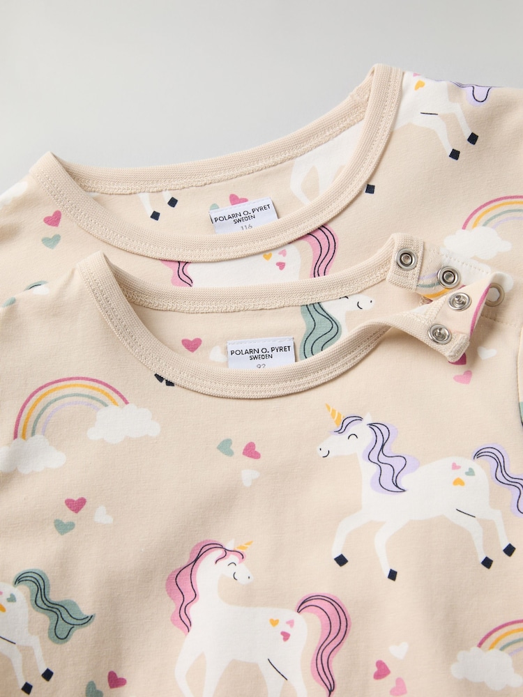 Polarn O Pyret Cream Organic Cotton Floral Print Top - Image 2 of 4