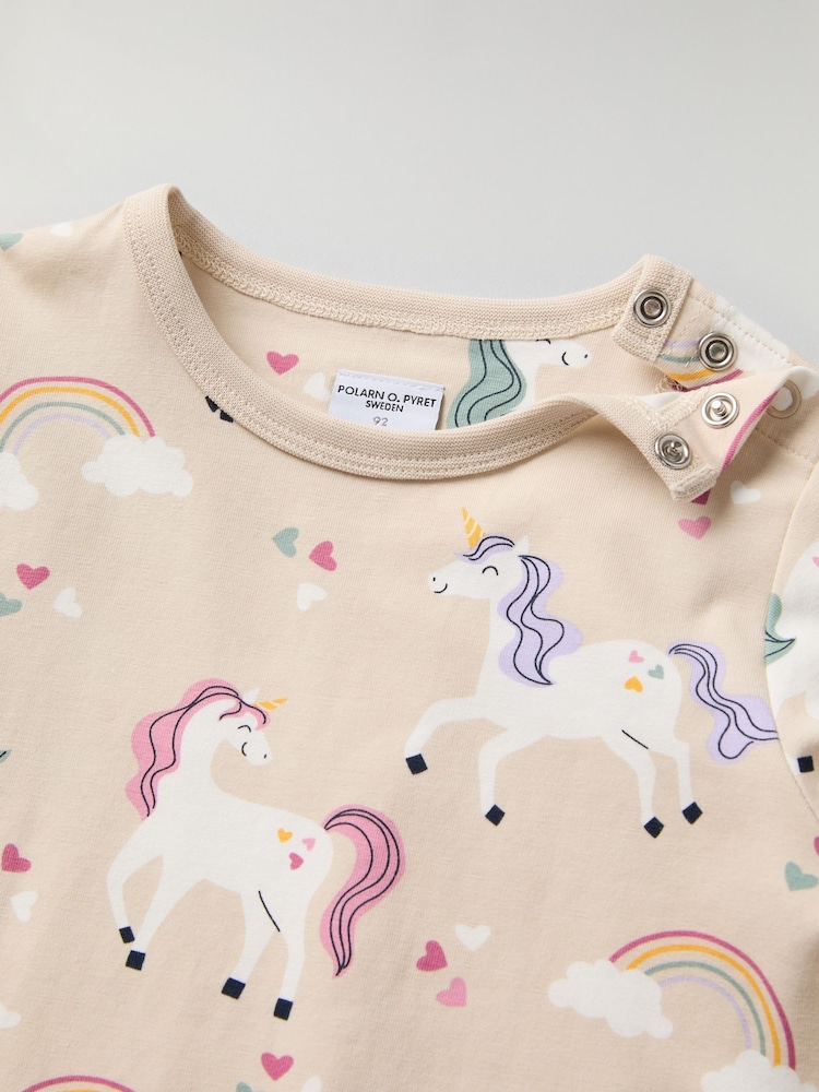 Polarn O Pyret Cream Organic Cotton Floral Print Top - Image 3 of 4