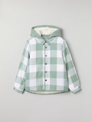 Polarn O Pyret Green Fleece Lined Checked Shirt - Image 1 of 4