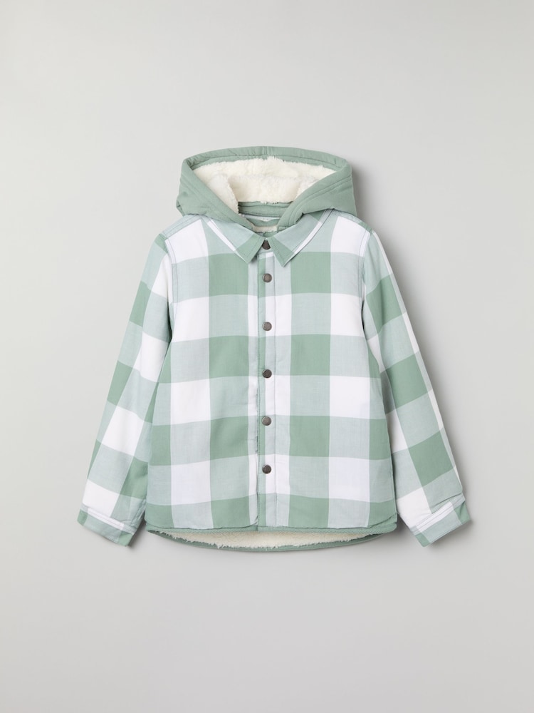 Polarn O Pyret Green Fleece Lined Checked Shirt - Image 1 of 4