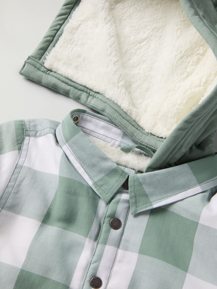Polarn O Pyret Green Fleece Lined Checked Shirt - Image 2 of 4