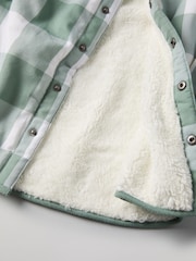 Polarn O Pyret Green Fleece Lined Checked Shirt - Image 4 of 4