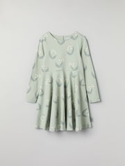 Polarn O. Pyret Green Organic Cotton Blend Print Dress - Image 1 of 1
