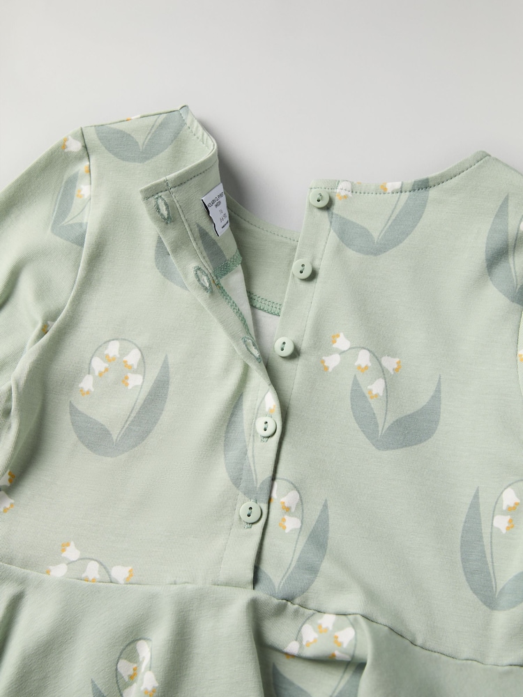 Polarn O. Pyret Green Cotton Blend Print Dress - Image 4 of 4 Polarn O. Pyret Green Cotton Blend Print Dress - Image 4 of 4