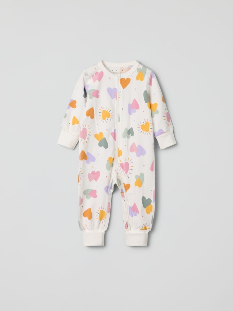 Polarn O. Pyret White Organic Cotton Blend Sleepsuit - Image 1 of 4