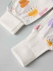 Polarn O. Pyret White Organic Cotton Blend Sleepsuit - Image 3 of 4