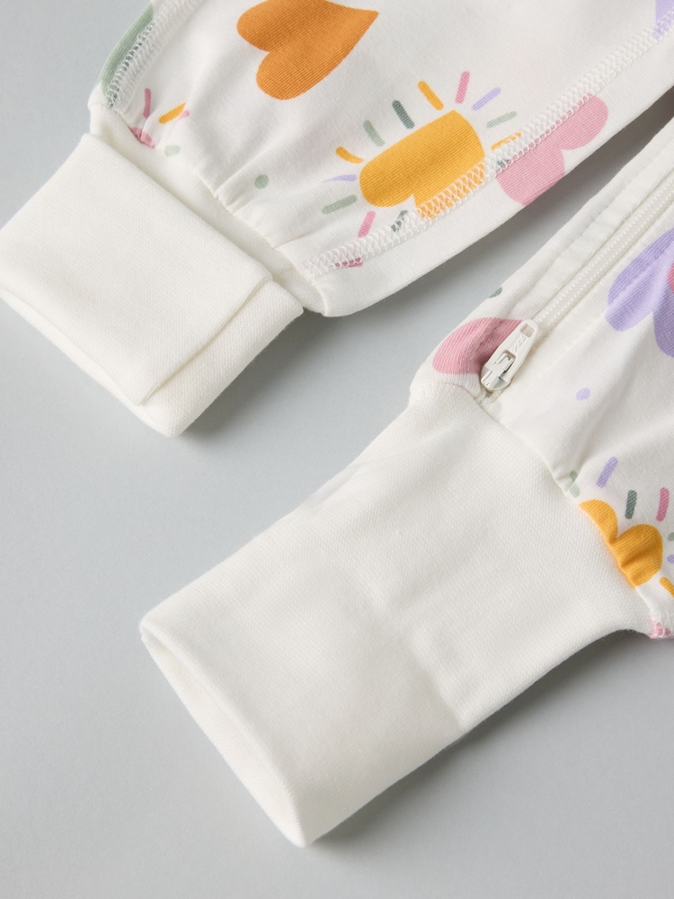 Polarn O. Pyret White Cotton Blend Sleepsuit - Image 3 of 4