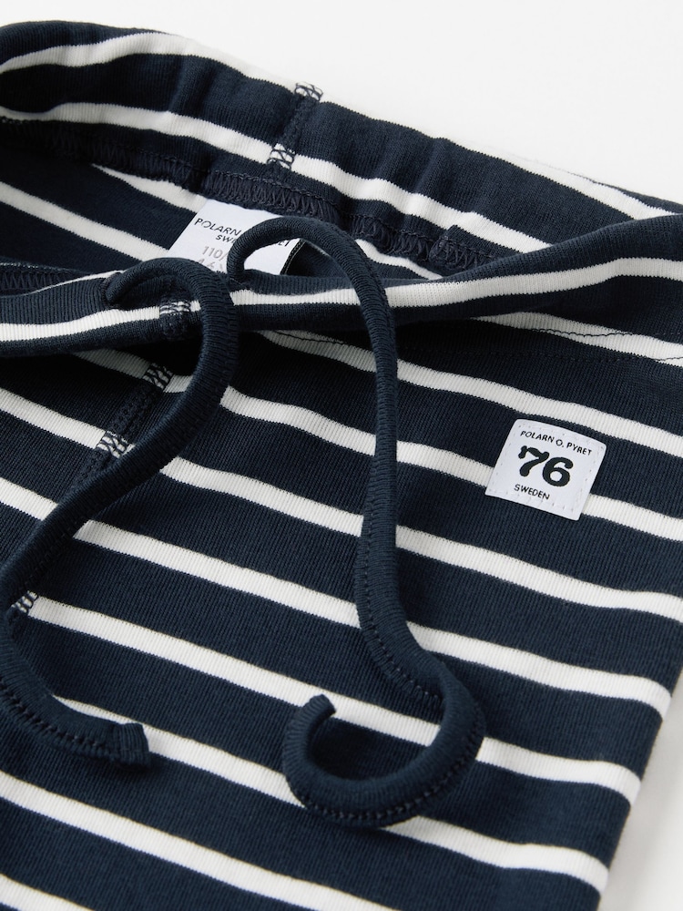 Polarn O Pyret Blue 100% Organic Cotton Striped Leggings - Image 2 of 3