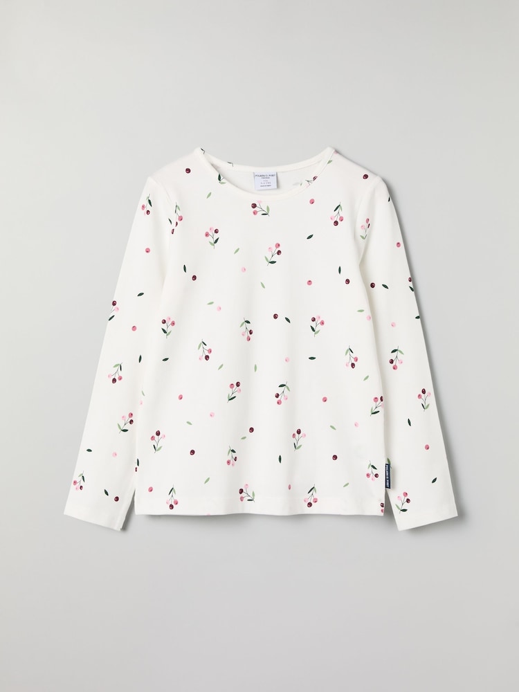 Polarn O Pyret White Organic Cotton Ditsy Floral Print Top - Image 1 of 4