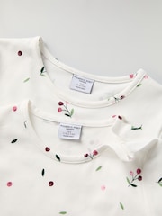 Polarn O Pyret White Organic Cotton Ditsy Floral Print Top - Image 2 of 4
