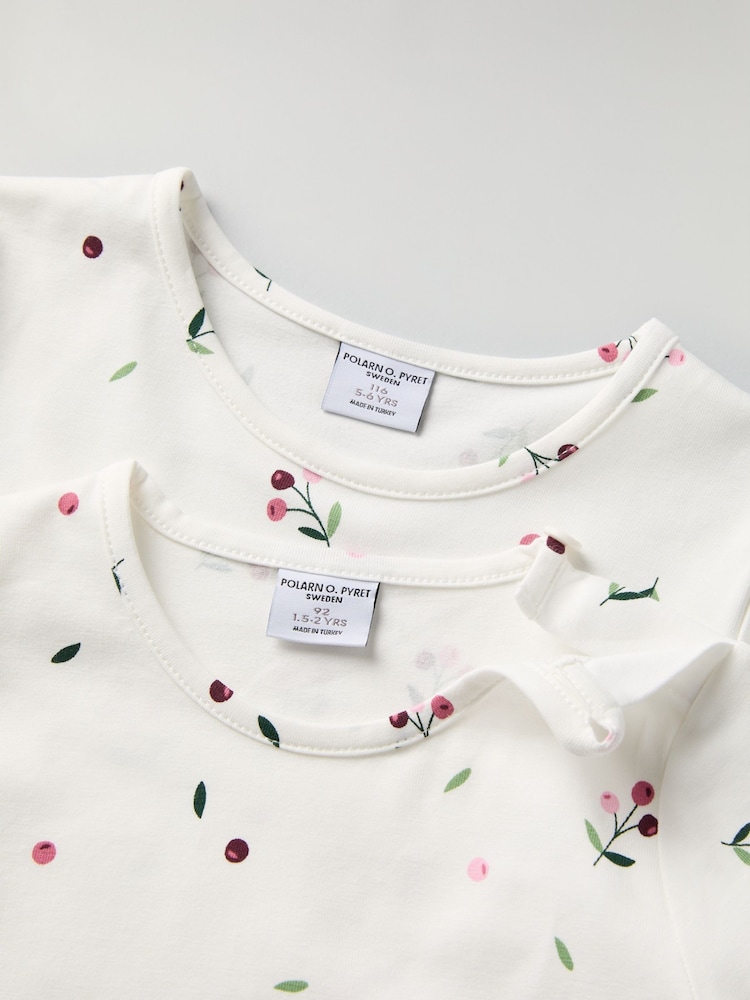 Polarn O Pyret White Organic Cotton Ditsy Floral Print Top - Image 2 of 4
