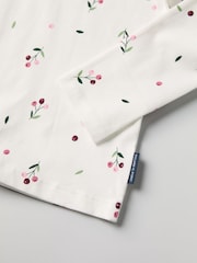 Polarn O Pyret White Organic Cotton Ditsy Floral Print Top - Image 3 of 4