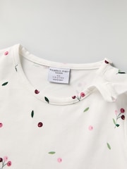 Polarn O Pyret White Organic Cotton Ditsy Floral Print Top - Image 4 of 4