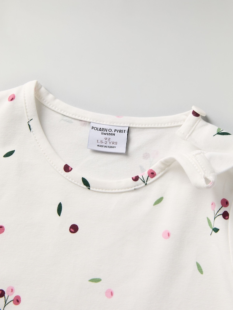 Polarn O Pyret White Organic Cotton Ditsy Floral Print Top - Image 4 of 4