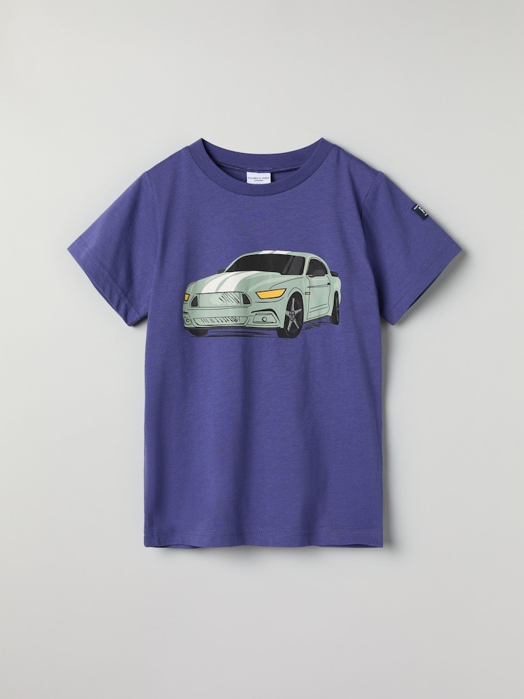 Polarn O. Pyret Blue Organic Cotton Print T-Shirt - Image 1 of 4