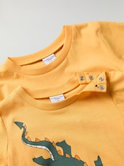 Polarn O. Pyret Orange Organic Cotton Print T-Shirt - Image 2 of 4