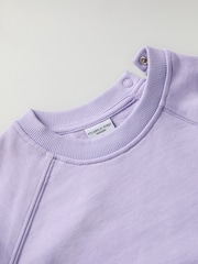 Polarn O. Pyret Purple Organic Cotton Plain Sweatshirt - Image 4 of 6