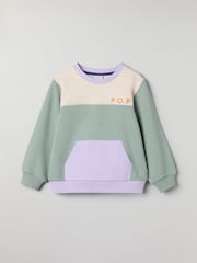 Polarn O. Pyret Green 100% Organic Cotton Block Colour Sweatshirt - Image 1 of 5