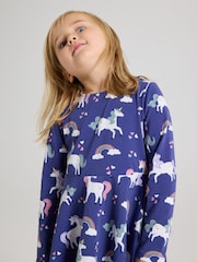 Polarn O. Pyret Blue Organic Cotton Blend Print Dress - Image 1 of 1