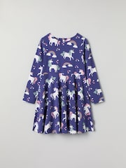 Polarn O. Pyret Blue Cotton Blend Print Dress - Image 3 of 5