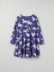 Polarn O. Pyret Blue Cotton Blend Print Dress - Image 4 of 5