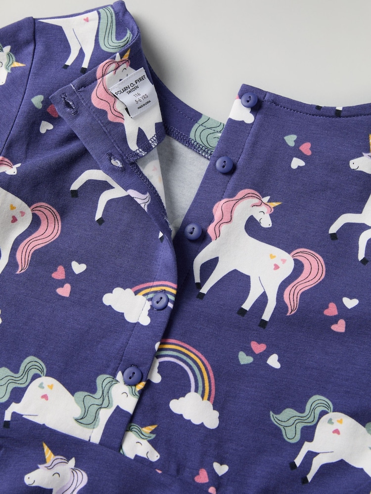 Polarn O. Pyret Blue Cotton Blend Print Dress - Image 5 of 5