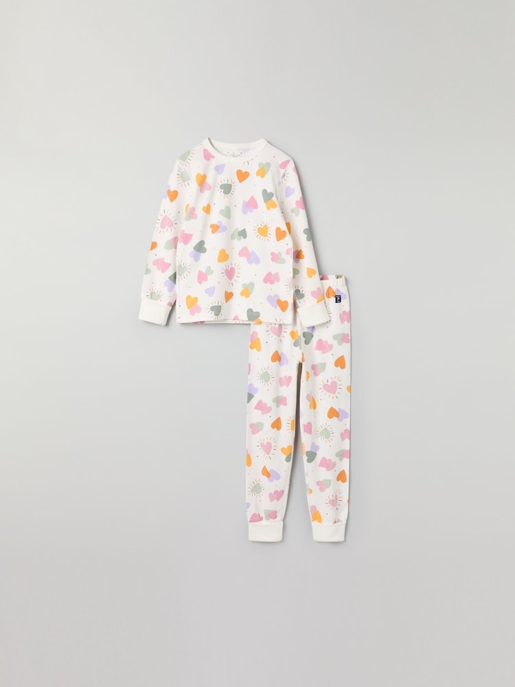 Polarn O. Pyret White Organic Cotton Blend Pyjamas - Image 1 of 6