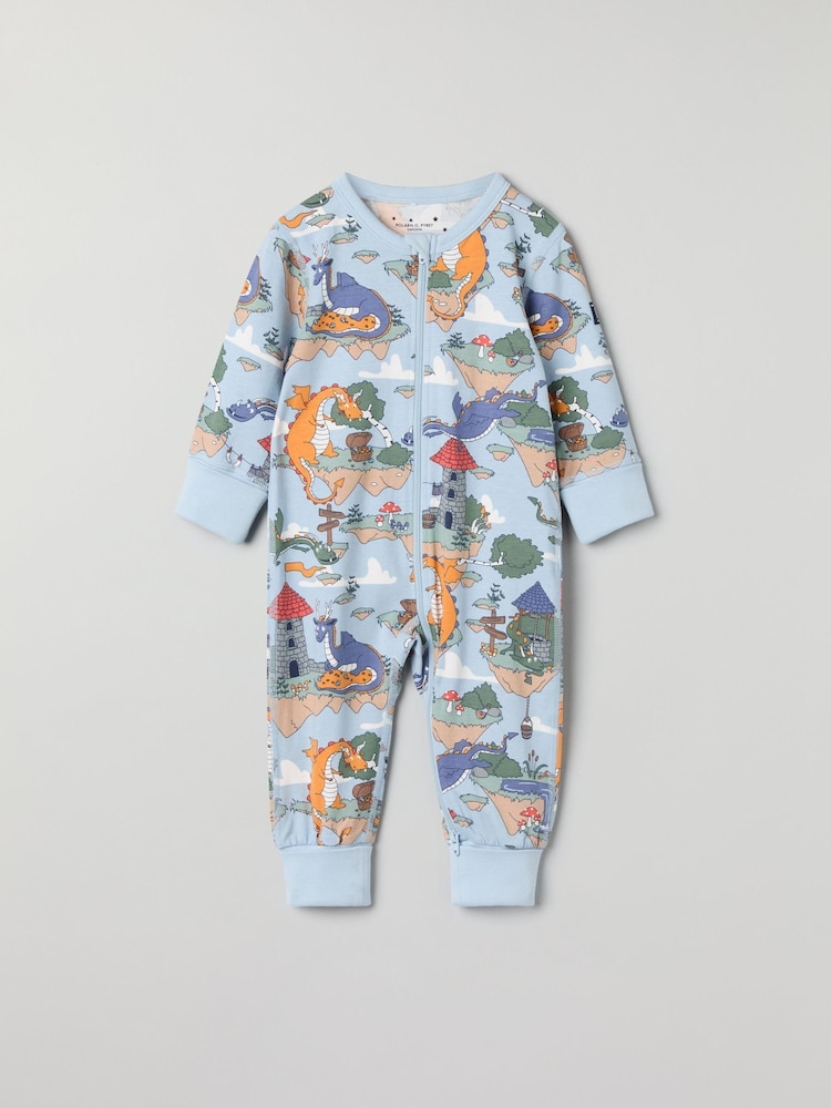 Polarn O. Pyret Blue Organic Cotton Blend Sleepsuit - Image 1 of 3