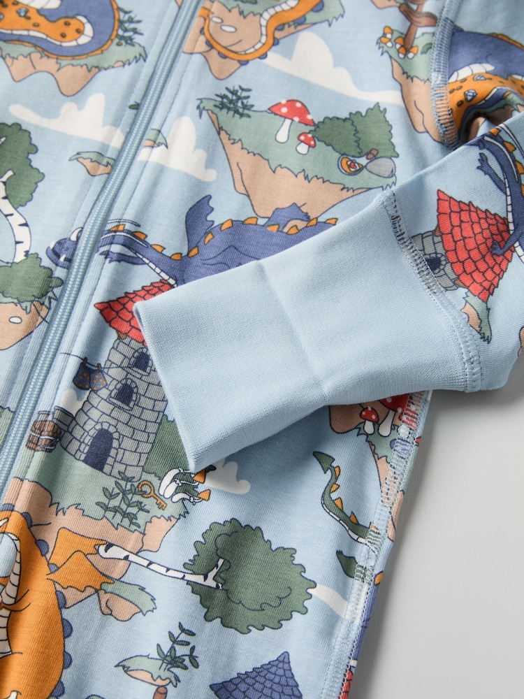 Polarn O. Pyret Blue Organic Cotton Blend Sleepsuit - Image 2 of 3