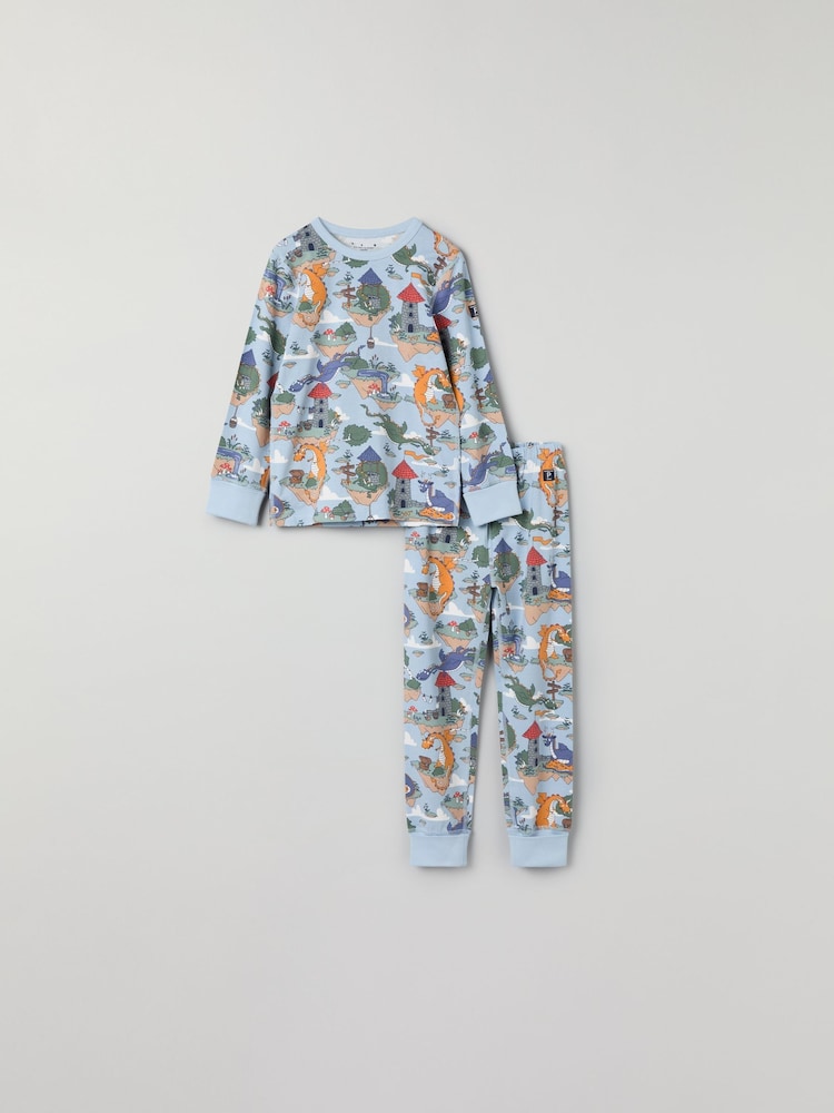 Polarn O. Pyret Blue Organic Cotton Blend Pyjamas - Image 1 of 6