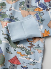 Polarn O. Pyret Blue Organic Cotton Blend Pyjamas - Image 4 of 6
