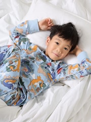 Polarn O. Pyret Blue Organic Cotton Blend Pyjamas - Image 6 of 6